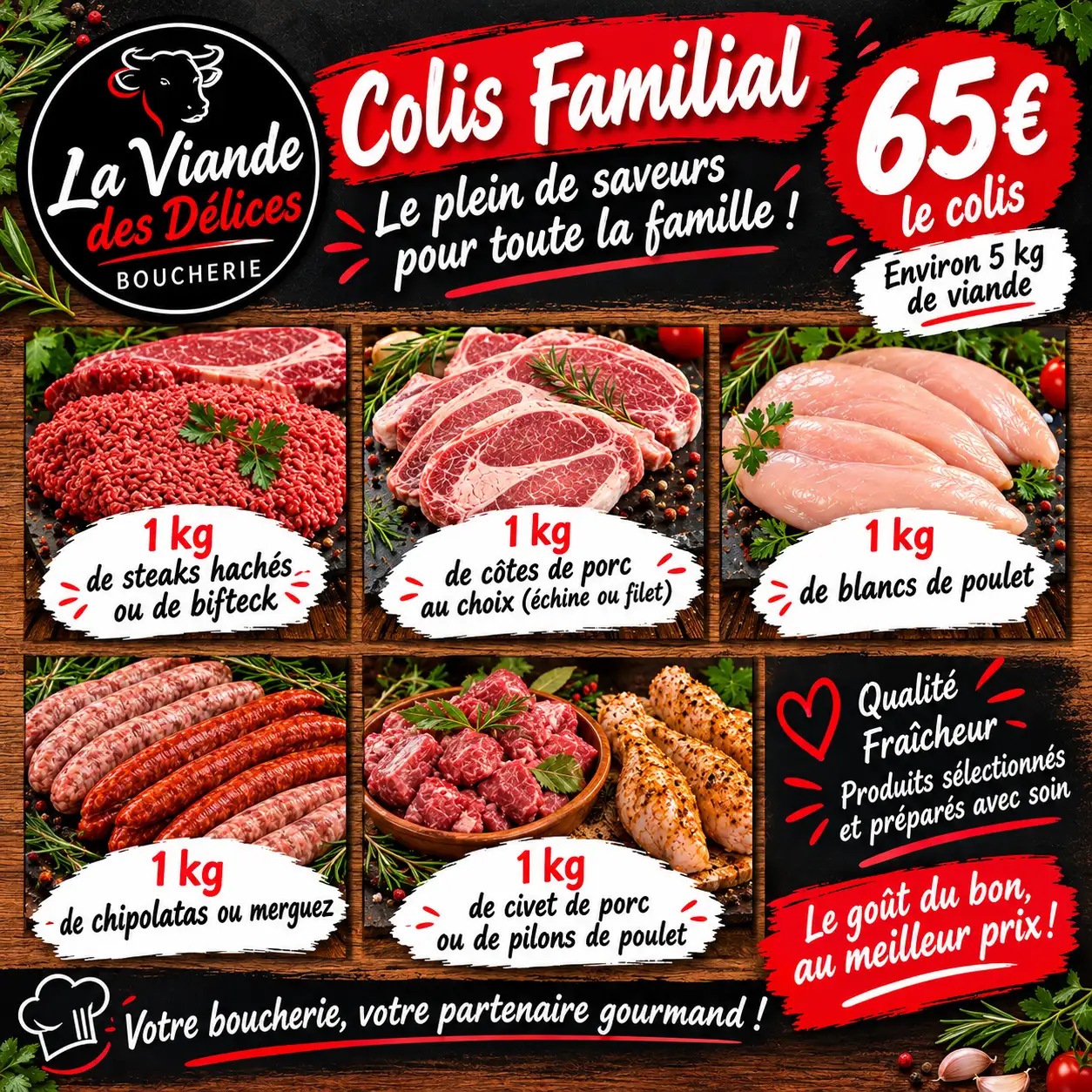 Colis familial B - 5 kg de viande